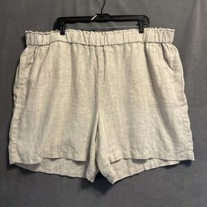 NWT Talbots Linen Nantucket Pull On Paperbag Shorts Plus Size 3X Tan‎ 6" Inseam
